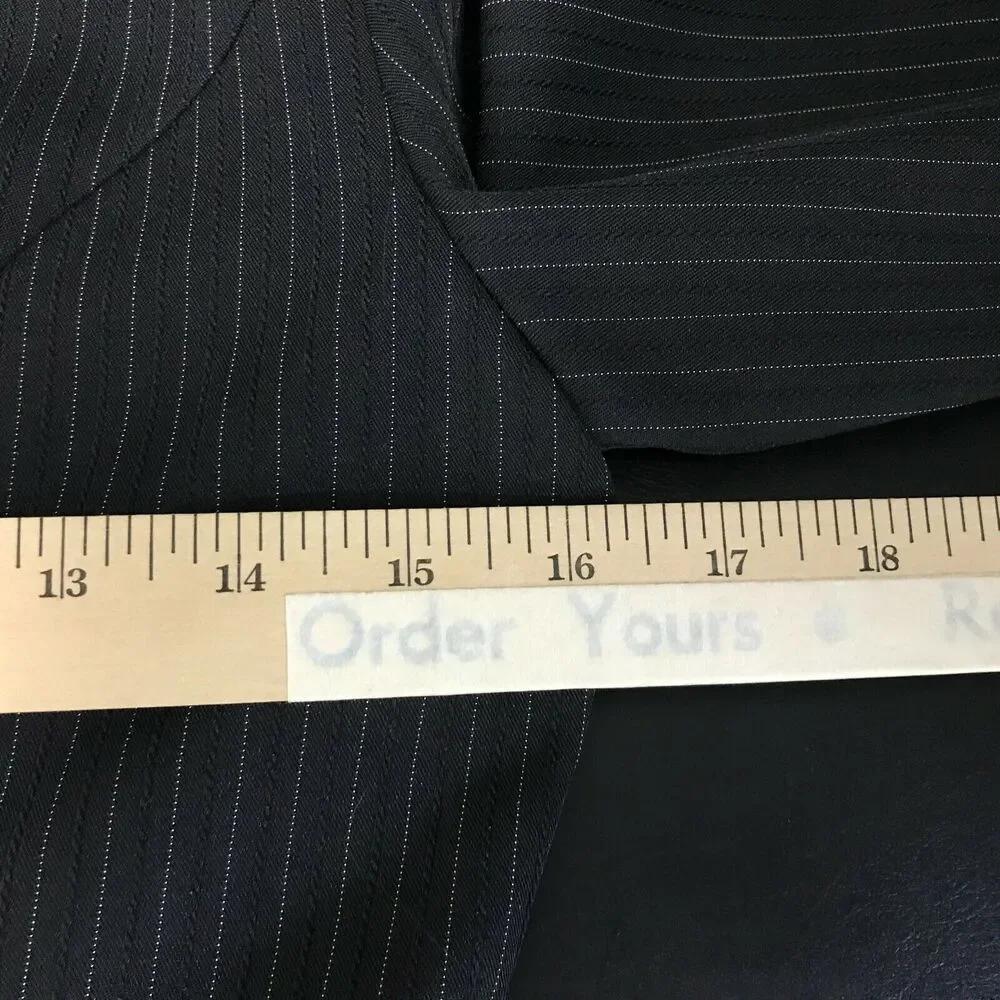 Vintage 90s Y2K Blazer Size 3 Polyester Blend Long Sleve Black‎ Striped XS